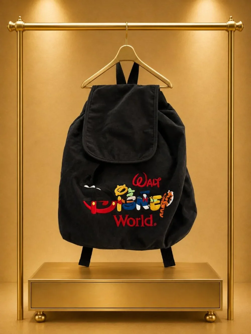 Disney Parks Discontinued Character Letters Embroidered Backpack Black WDW 2013